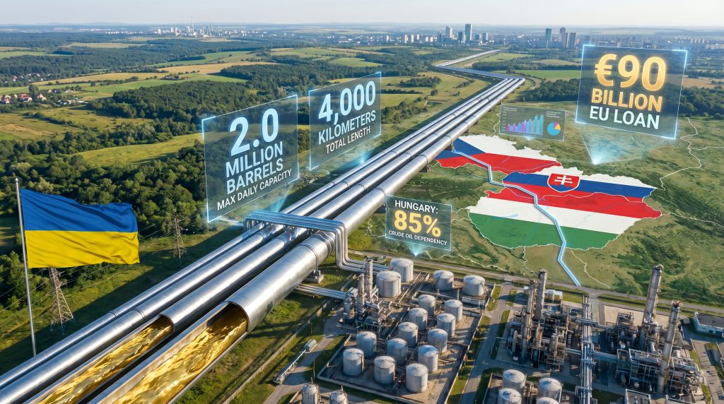 Pipeline transporting Russian oil through Ukraine.