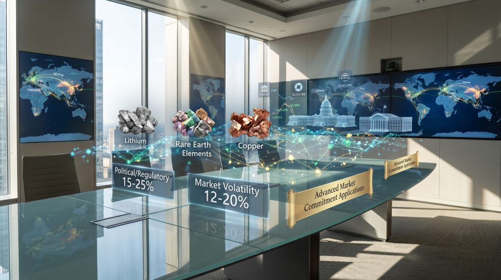 Critical minerals financing strategies in boardroom.
