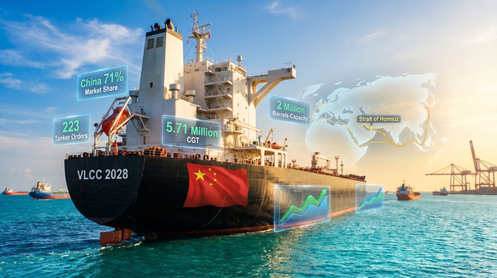China shipyards lead in oil tanker production.