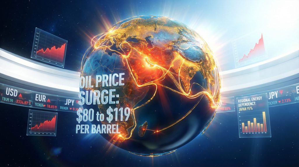Global oil price surge impacts markets.