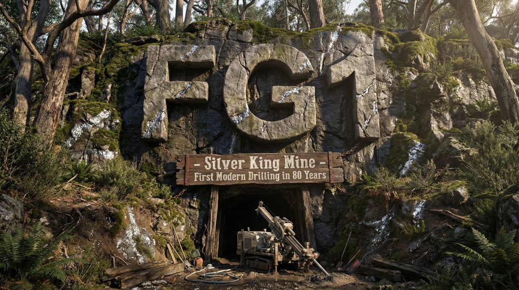 FLYNN Gold Ltd-FG1-Silver King Mine entrance with drilling equipment.