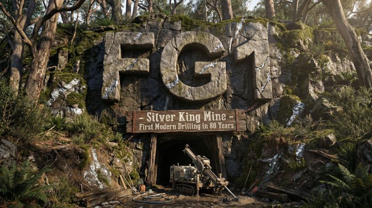 FLYNN Gold Ltd-FG1-Silver King Mine entrance with drilling equipment.