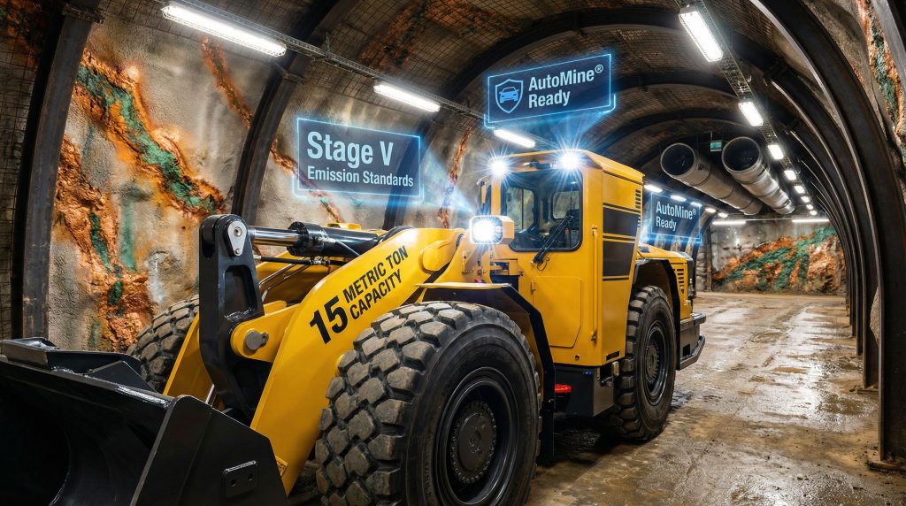 Codelco Sandvik loaders in underground tunnel.