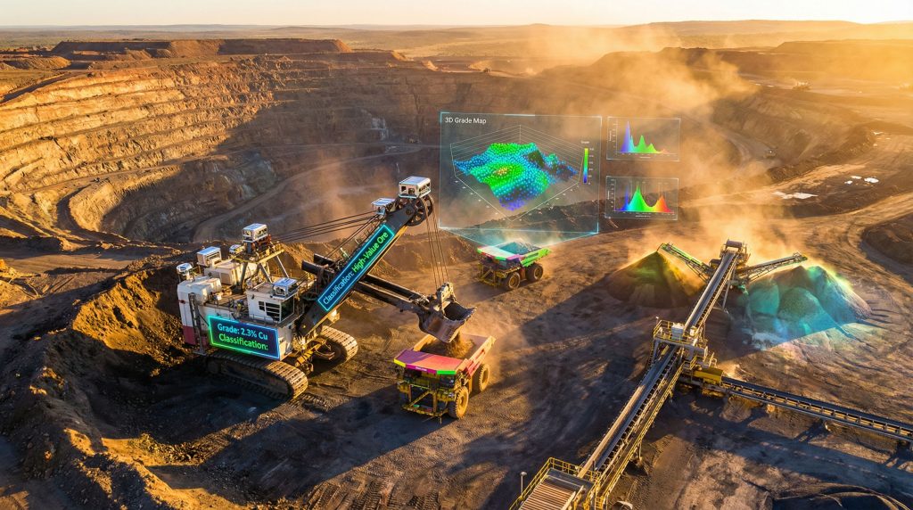 Mining site illustrating ore-sorting technology.