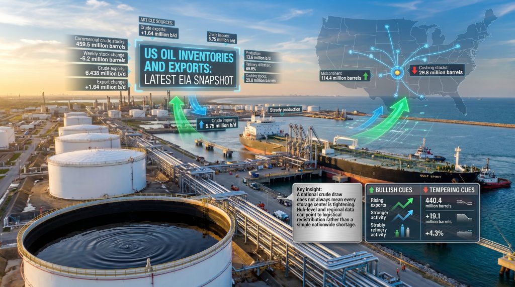 US oil inventories fall on record exports EIA infographic