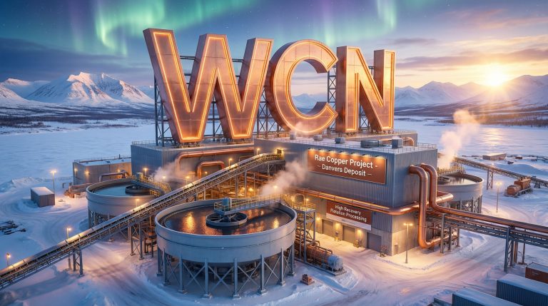 White Cliff Minerals Ltd-WCN-WCN copper mining facility under auroras.