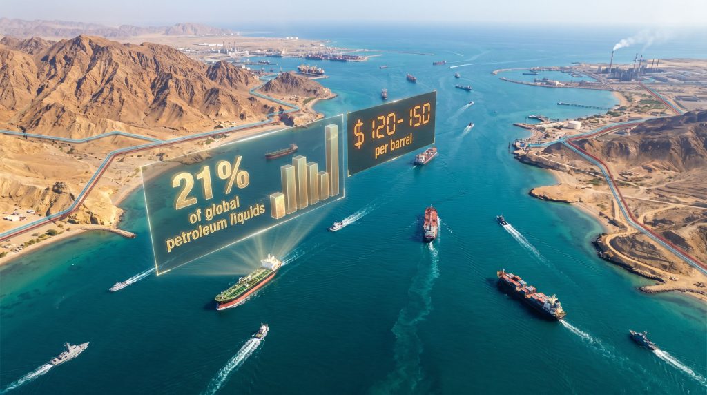 Strait of Hormuz standoff closure impact.