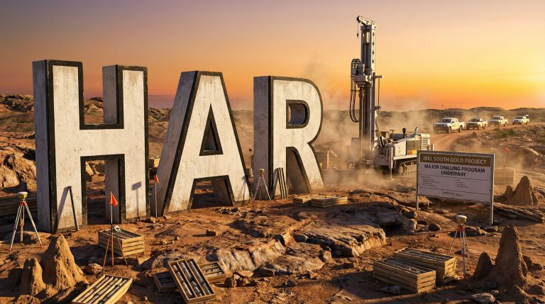 Haranga Resources Ltd-HAR-Harte Gold mining operation at sunset.