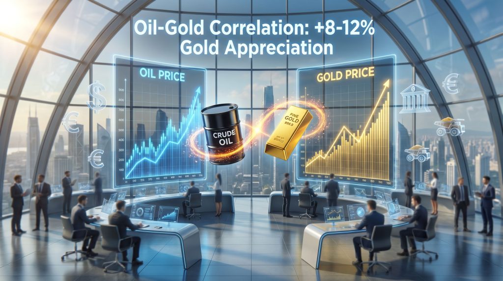 Oil prices impact on gold market illustrated.