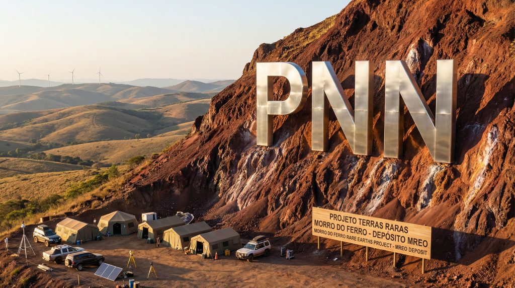 Power Minerals Ltd-PNN-PNN project site with tents and vehicles.