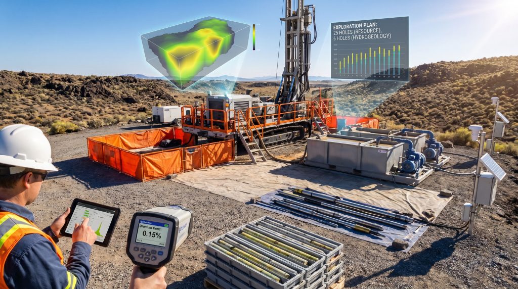 Technician monitors investigative drilling operations.