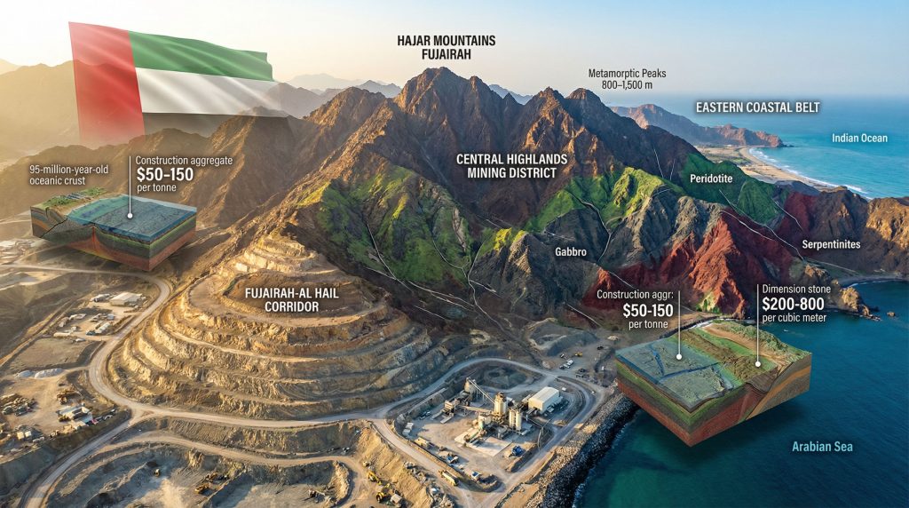 Fujairah's unique geological diversity with mountains.