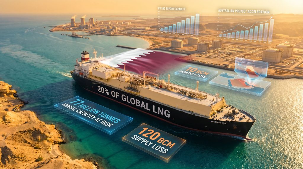 Middle East conflict causes LNG supply loss.