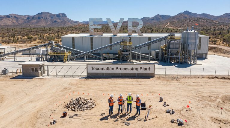 EV Resources Ltd-EVR-Tecomatlán Processing Plant in desert landscape.