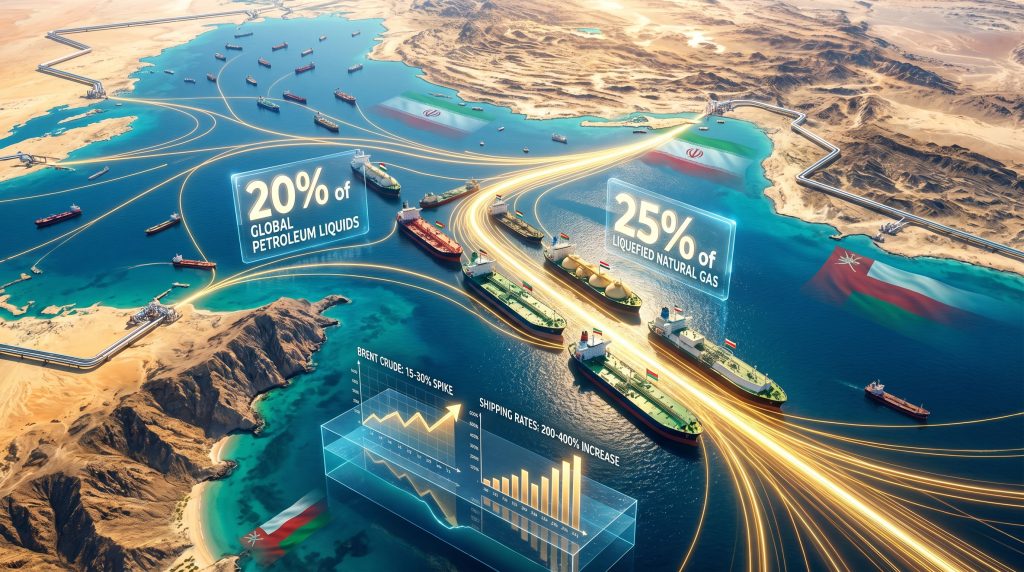 Strait of Hormuz closure impacts global shipping.