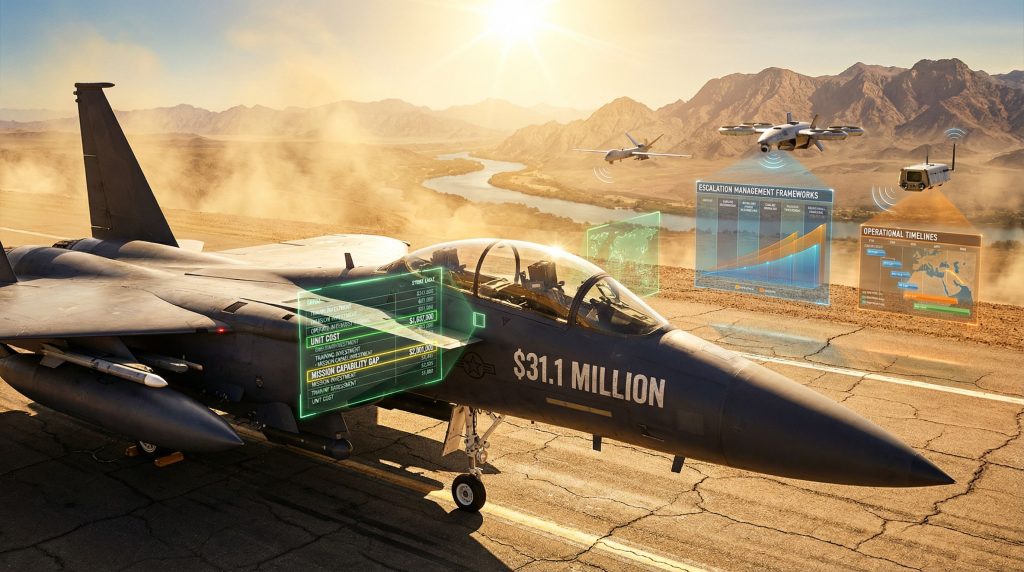 F-15 fighter jet with digital displays.