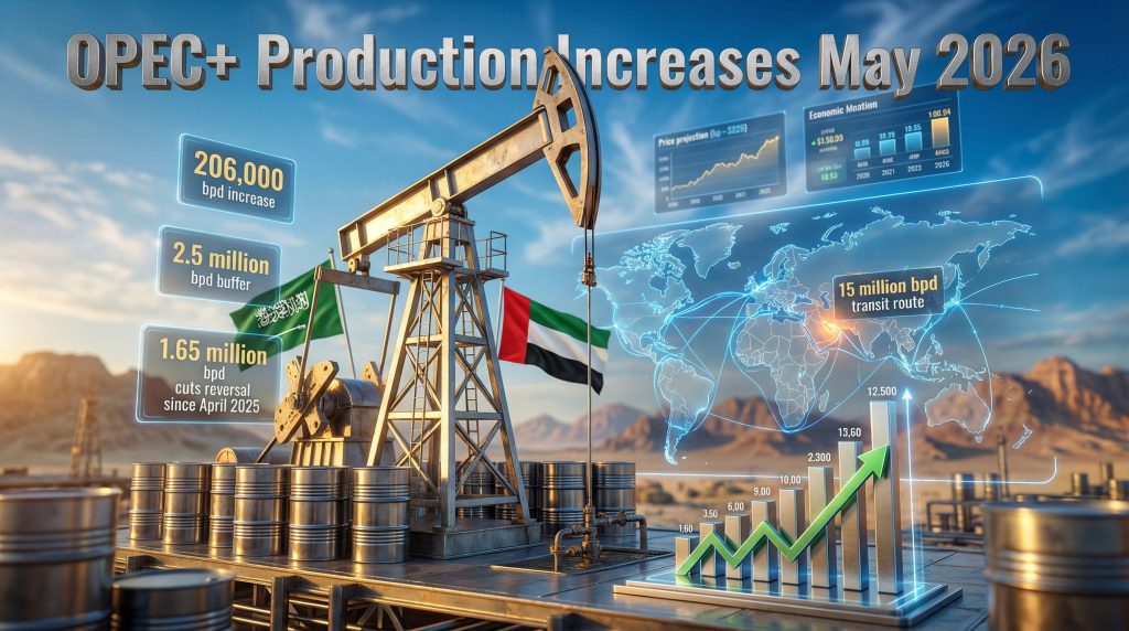 OPEC+ output increase May 2026 infographic.