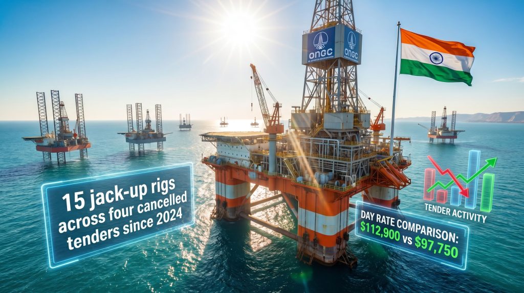ONGC rig tender cancellations impact jack-up rigs.