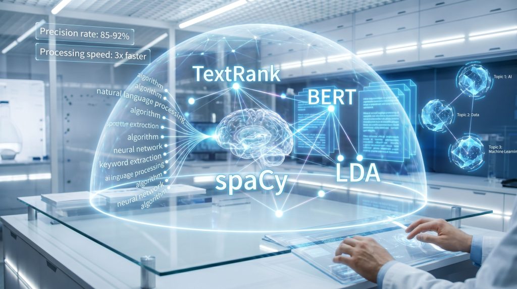 Artificial intelligence text analysis technologies displayed.
