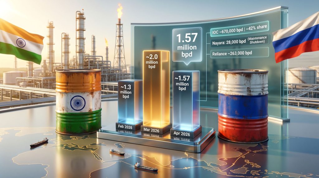 India Russian crude imports fall 20% in April chart