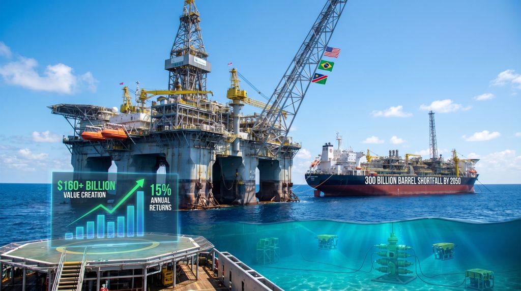 Oil rigs highlighting ultra-deepwater exploration challenges.