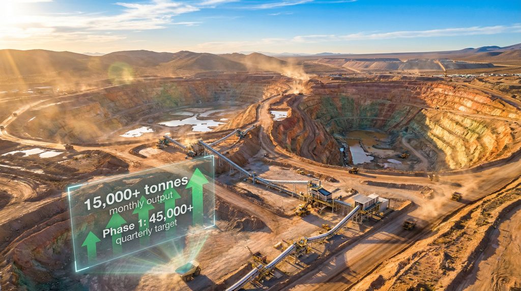 Molefe mine plan implementation showing production targets.