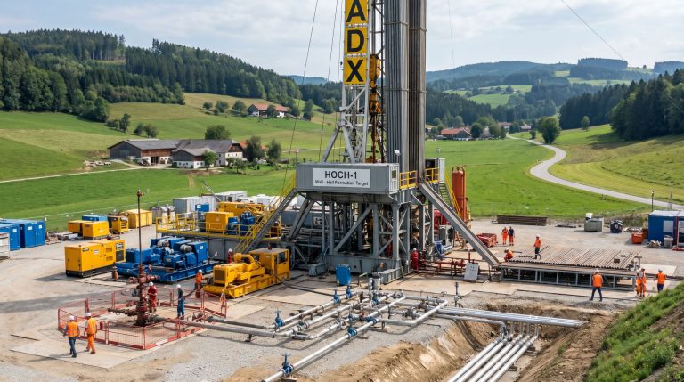 ADX Energy Ltd-ADX-Oil drilling rig in lush landscape.