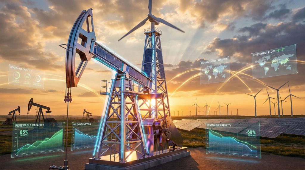 Renewable energy's impact on oil industry.