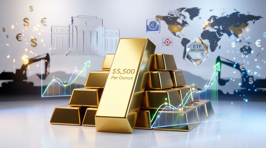 Gold bars with increasing price trend.