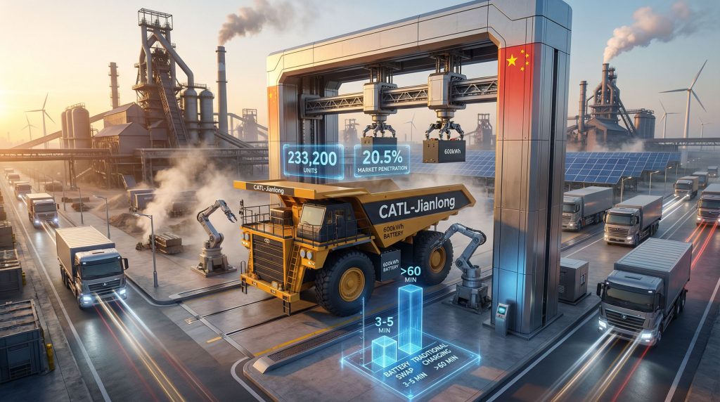 China's CATL and Jianlong truck electrification scene.