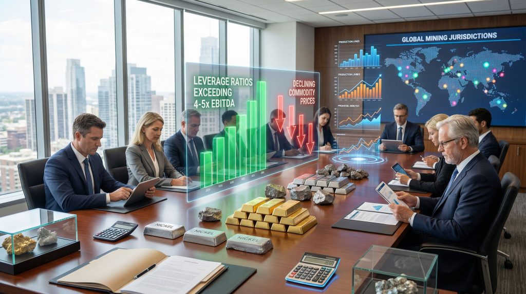 Business meeting discussing Eramet capital strategy.