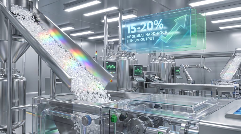 Lithium processing in high-tech industrial facility.