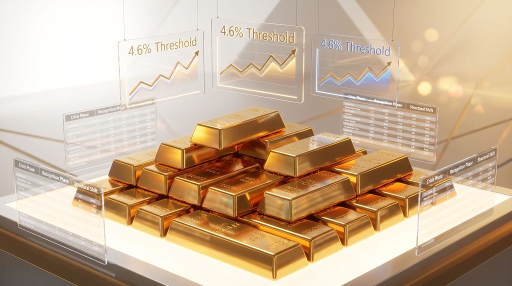Gold bars with fluctuating financial graphs.