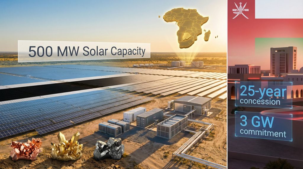 Botswana solar energy agreement visuals, Oman collaboration.