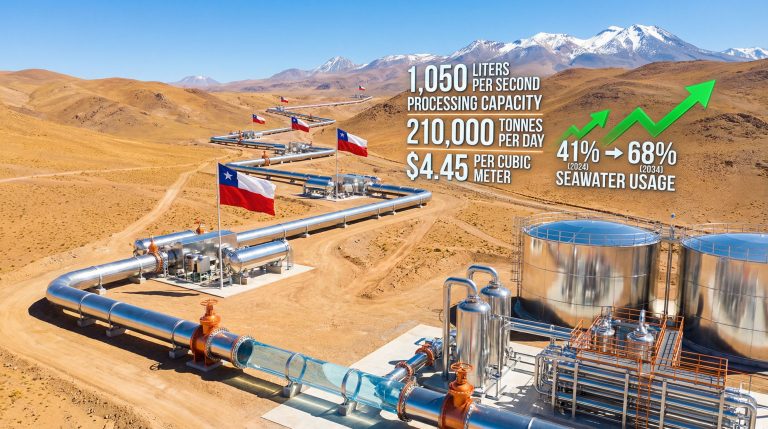 Seawater pumping system with pipeline infrastructure.