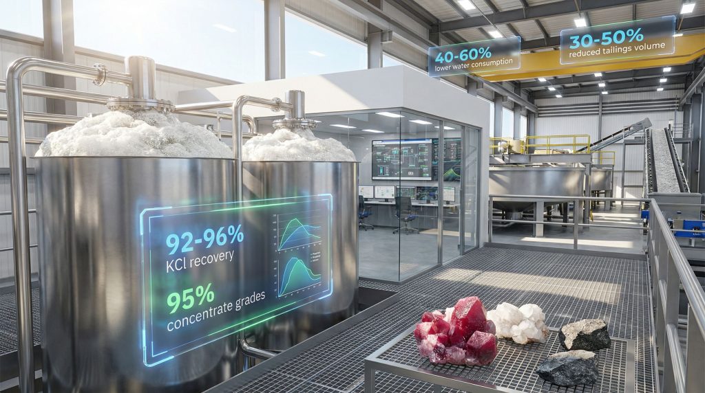 Industrial setup showcasing advanced flotation technology.