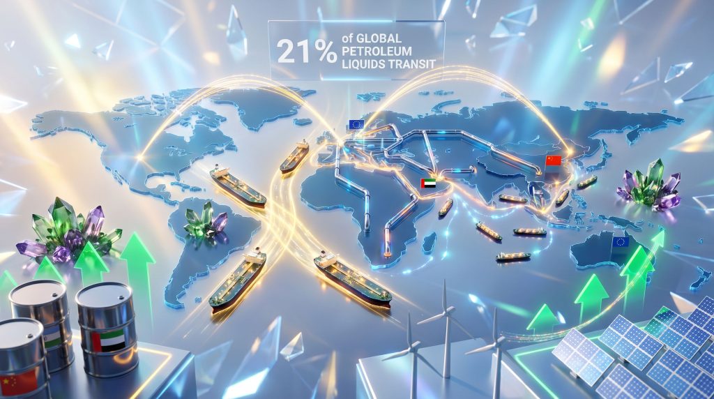 Global map illustrating energy supply chains.