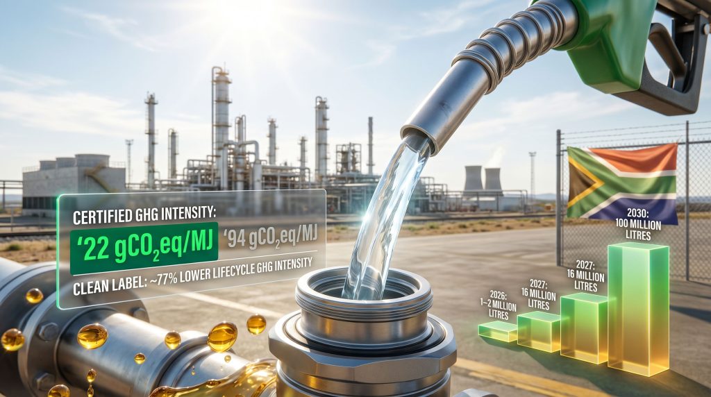 Sasol Natref sustainable aviation fuel and renewable diesel refinery graphic