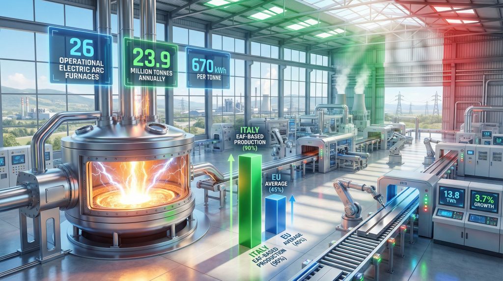 Italian steel industry's new electric furnaces.