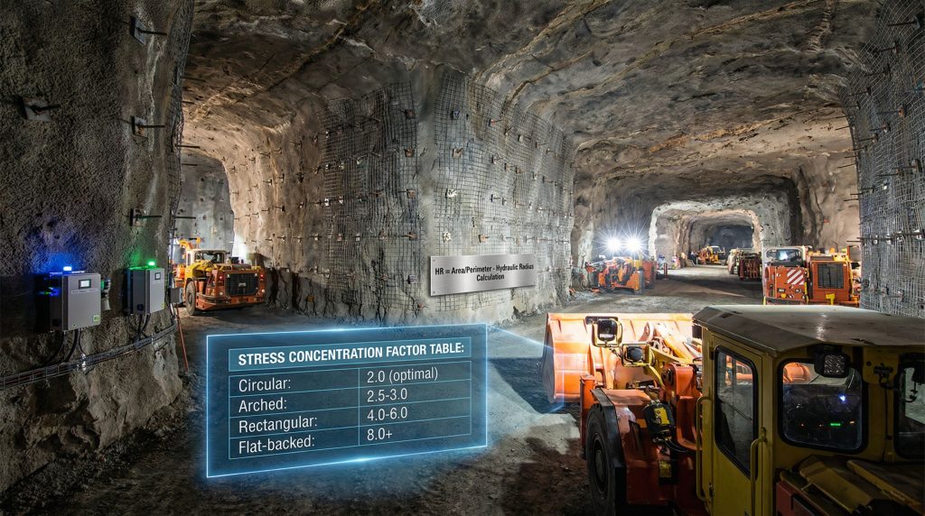 Underground mining tunnel emphasizing stope stability.