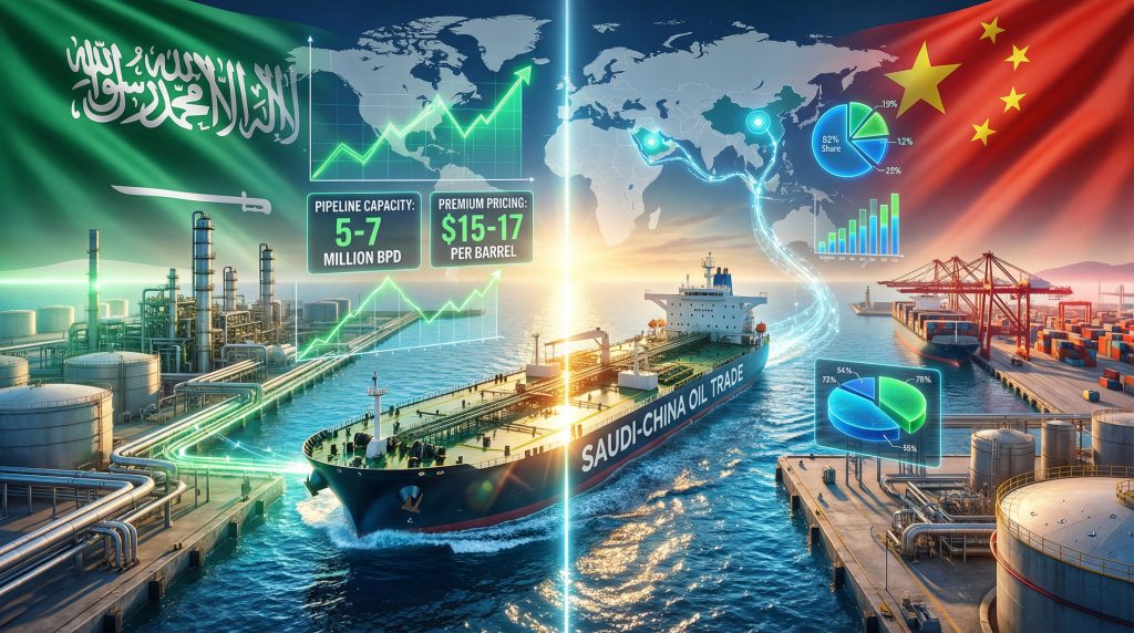 Saudi crude supply to China infographic.