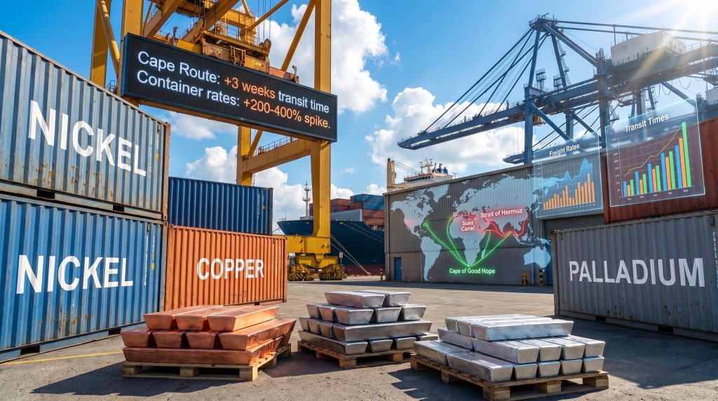 Shipping containers highlighting Nornickel delivery delays.