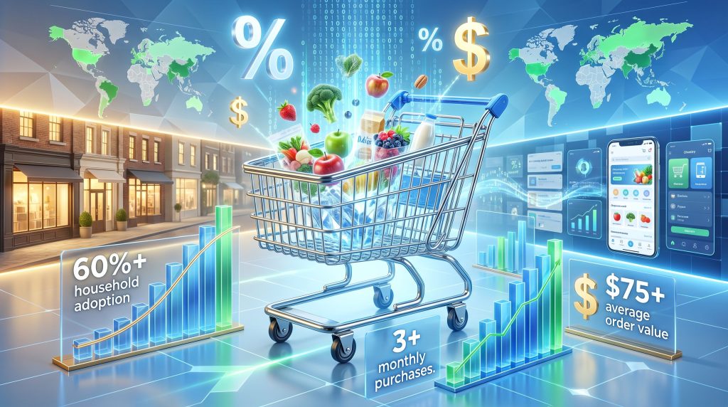 Digital growth in online grocery shopping trends.
