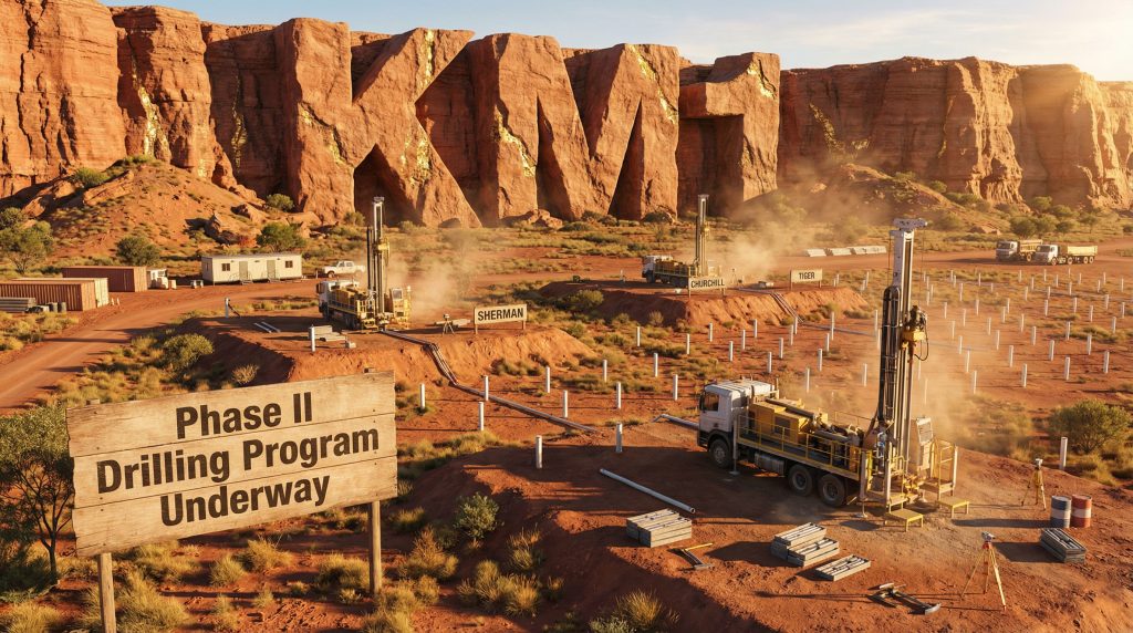 Kali Metals Ltd-KM1-Drilling Program in Desert Landscape