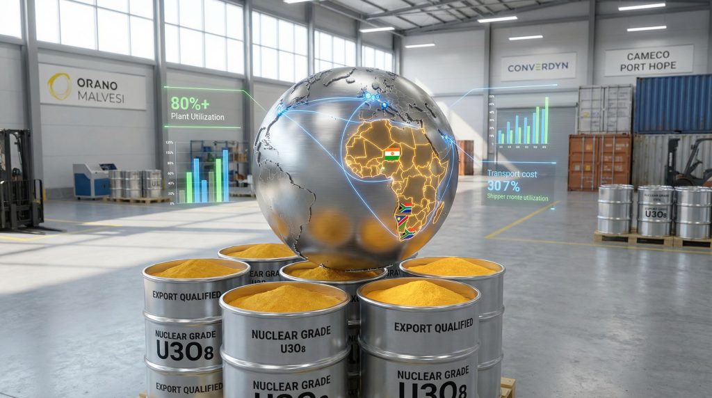 Lotus Resources uranium export approval visualized globally.