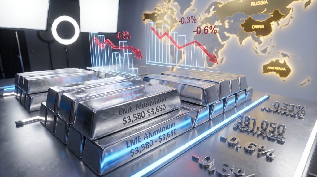 LME aluminium price decline chart visualization.