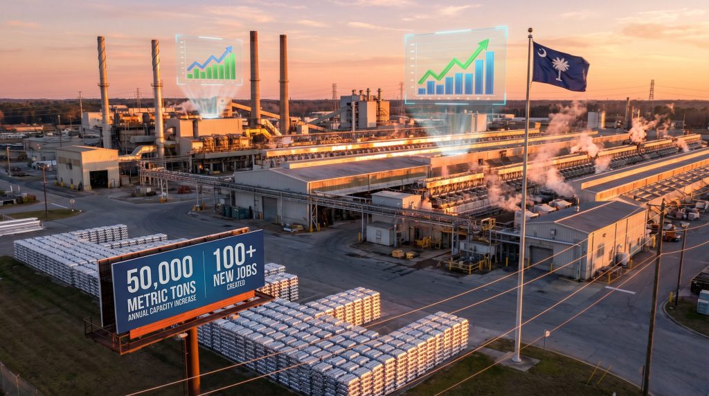 Century Aluminum Mt. Holly expansion highlighted.