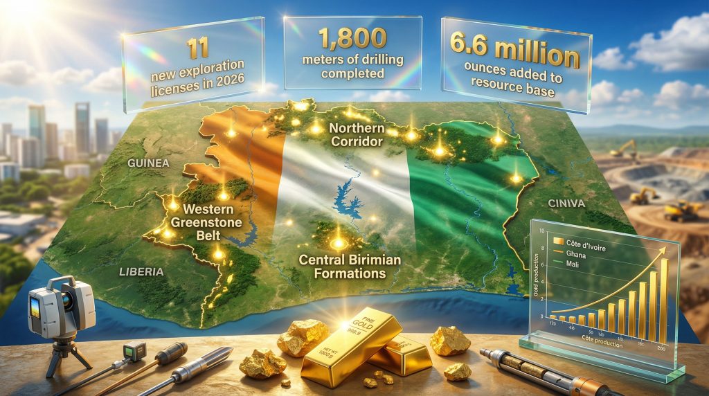 Côte d'Ivoire new gold mine exploration infographic.