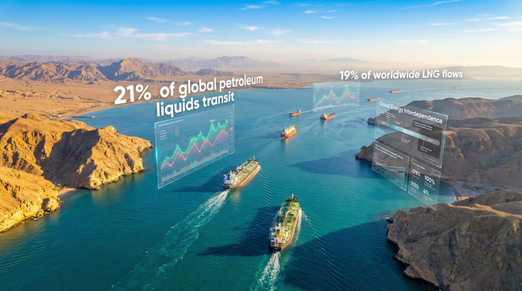 Strategic shipping lane affecting oil prices.