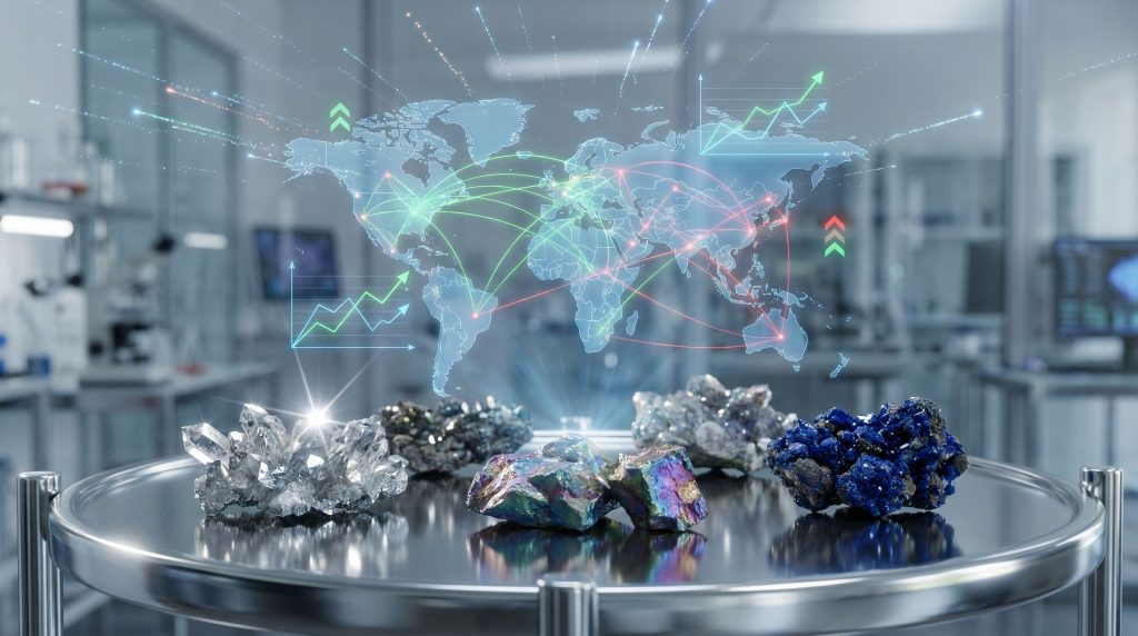 Critical minerals crisis: global supply chain network.